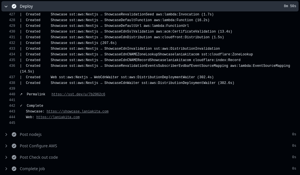 Screenshot of production build #48, showcasing a successful run with all job steps complete.